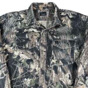 Codet Real Tree Camo Flannel Shirt Mens XL Green Brown Vintage Distressed Camo